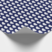 Herz, Weißes über blaues Papier für Navy Wrapping Geschenkpapier (Ecke)