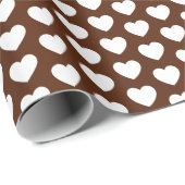 Herz, Weißes über braunes Papier Geschenkpapier (Rolleneckpunkt)