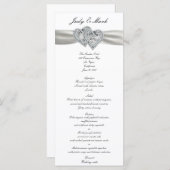 Herz White Wedding Menu Card Menükarte (Vorne/Hinten)