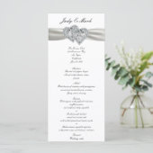 Herz White Wedding Menu Card Menükarte (Stehend Vorderseite)
