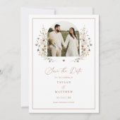 Herz-Wildblume Save the Date Boho Fotokarte (Vorderseite)