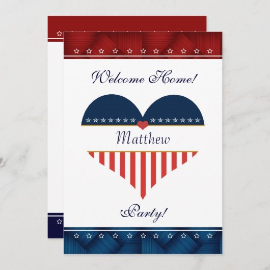 Herz-Willkommens-Zuhause-Party US laden Einladung (Vorne/Hinten)