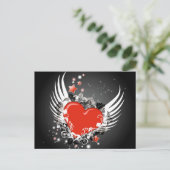Herz & Wings Design Postkarte (Stehend Vorderseite)