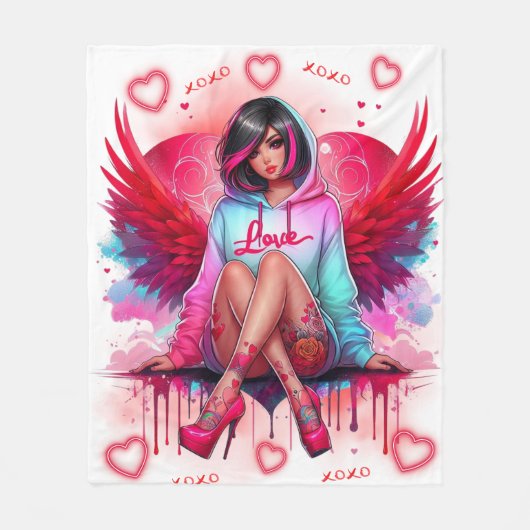 Herz & Wings: Street Angel Fleecedecke (Vorderseite)