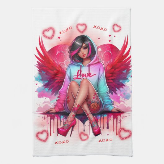 Herz & Wings: Street Angel Geschirrtuch (Vertikal)