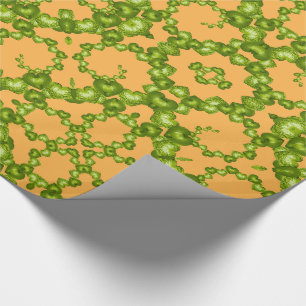 Herz-Wirbel, Green-Orange-01-GIFT-WRAPPING-PAPIER Geschenkpapier
