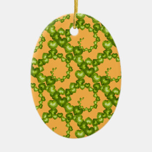 Herz-Wirbel, Grünorange-OVAL-ORNAMENT Keramikornament