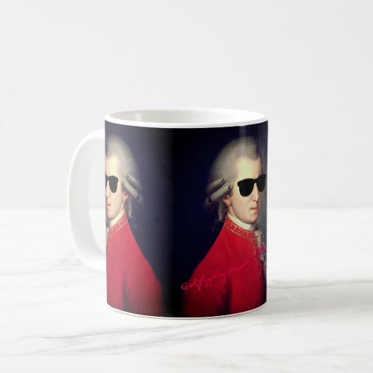 Herz Wolfgang Amadeus Mozart mit Unterschrift Kaffeetasse (Vorderseite Links)