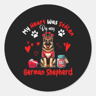 Herz wurde von meinem deutschen Schäferhund-Valent Runder Aufkleber
