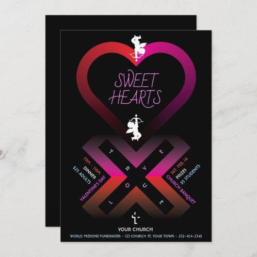 Herz X Sweet Hearts Einladung (Vorne/Hinten)