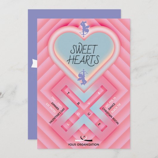 Herz X Sweet Hearts Einladung (Vorne/Hinten)