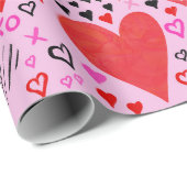 Herz, XOXO-rosa Muster Geschenkpapier (Rolleneckpunkt)