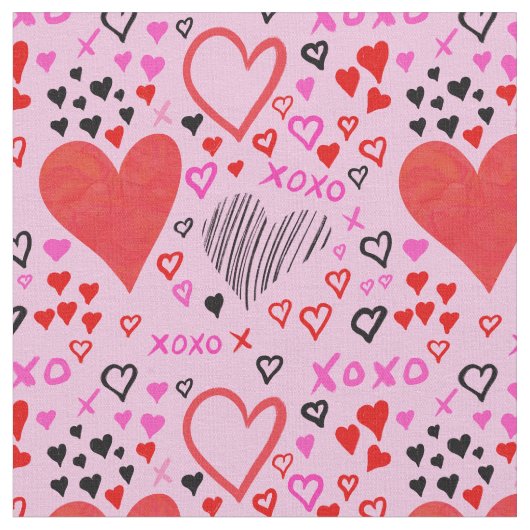 Herz, XOXO-rosa Muster Stoff (Nahaufnahme)