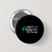 Herz Zebra Sprichwort Inspiration Autismus Bewusst Button (Vorne & Hinten)