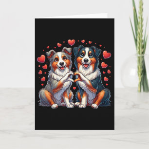 Herz Zeichen Hand Australian Shepherd Valentinstag Karte