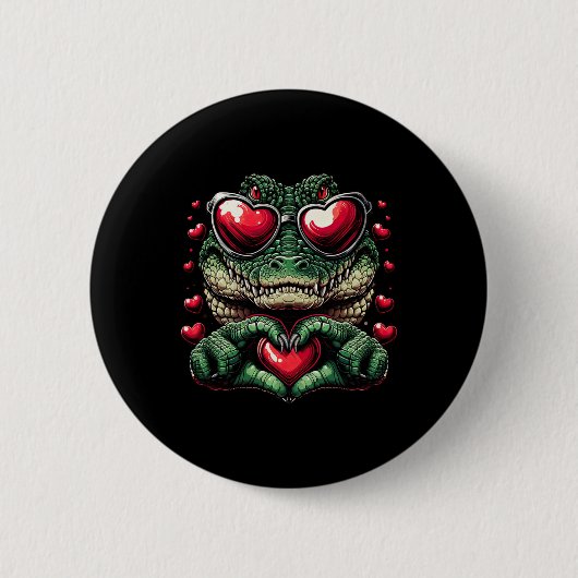 Herz Zeichen Hand Krokodil Männer Frauen Krokodil  Button (Vorderseite)