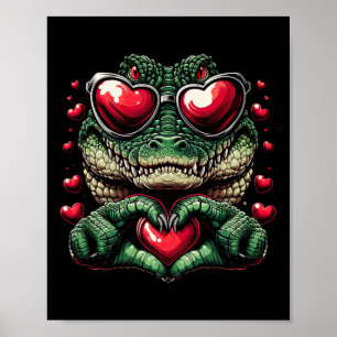 Herz Zeichen Hand Krokodil Männer Frauen Krokodil Poster