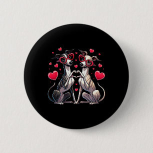 Herz Zeichen Hand Whippet Valentinstag Hund Damen Button