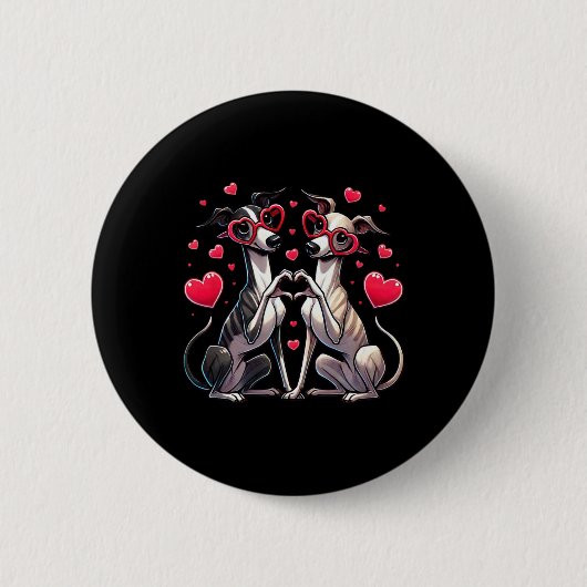 Herz Zeichen Hand Whippet Valentinstag Hund Damen  Button (Vorderseite)