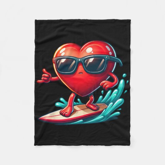 Herz zeigt Surfkünste Valentinstag Valent Fleecedecke (Vorderseite)