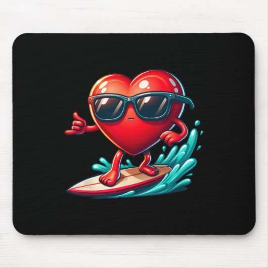 Herz zeigt Surfkünste Valentinstag Valent Mousepad (Vorne)