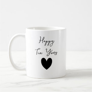 Herz-Zinn-Jahres-Gedenktasse, Personalisiert 10. Kaffeetasse