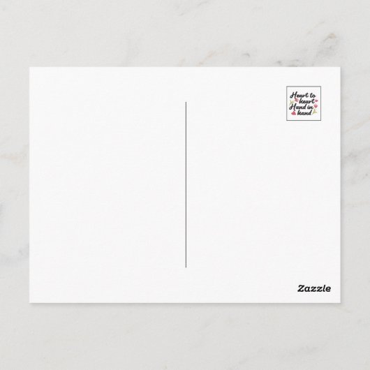 Herz zu Herz, Hand zu Hand - Romantisches Zitat Postkarte (Rückseite)