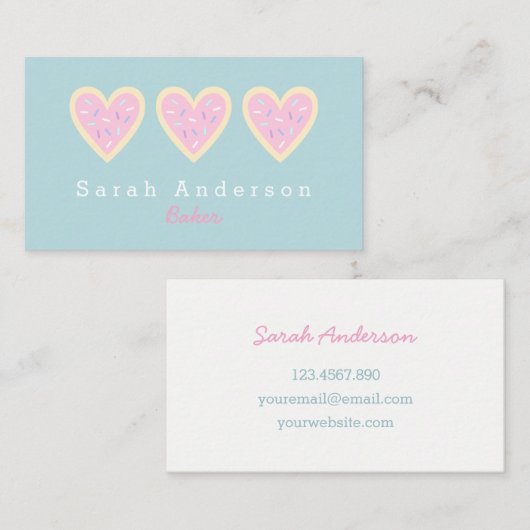 Herz-Zuckerplätzchen-Visitenkarte für Bäcker Visitenkarte (Vorne/Hinten)