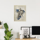 Herzanatomie mit Blume Wörterbuch Kunst Poster (Heimbüro)