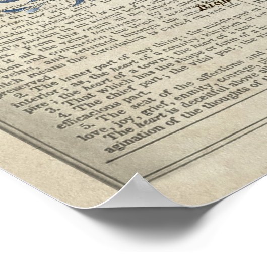 Herzanatomie mit Blume Wörterbuchkunst Poster (Ecke)