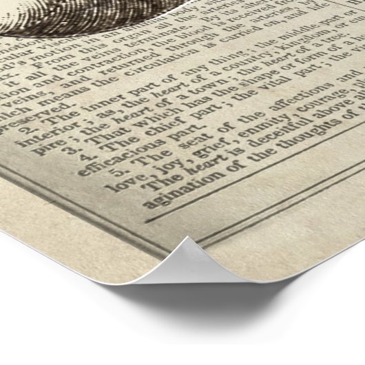 Herzanatomie mit Blumen Wörterbuch Kunst Poster (Ecke)