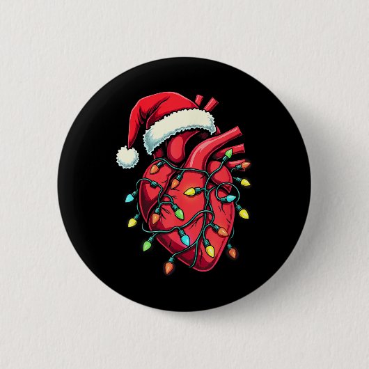 Herzanatomie Weihnachtsnährung Weihnachtsmannmütze Button (Vorderseite)