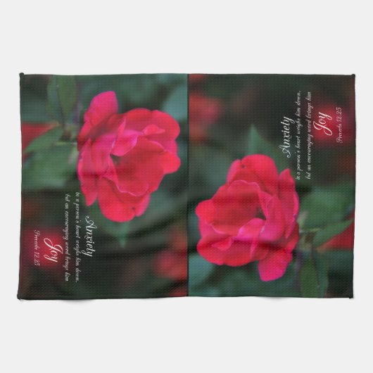 Herzangst - Freude Rose von Sprichwörtern Geschirrtuch (Horizontal)