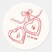 Herzanhänger, Red Wedding Engagement Party - Favor Runder Aufkleber (Vorderseite)