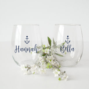 Herzanker Personalisiert Name Bachelorette Weinglas Ohne Stiel