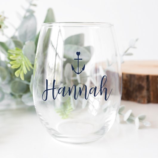 Herzanker Personalisiert Name Bachelorette Weinglas Ohne Stiel