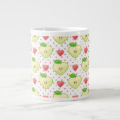 Herzäpfel mit rosa Polka-Punkten und Herz Jumbo-Tasse (Vorderseite)