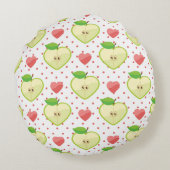Herzäpfel mit rosa Polka-Punkten und Herz Rundes Kissen (Rückseite)