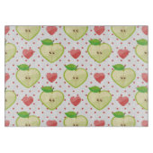 Herzäpfel mit rosa Polka-Punkten und Herz Schneidebrett (Vorderseite)