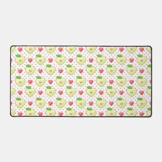 Herzäpfel mit rosa Polka-Punkten und Herz Schreibtischunterlage (Vorderseite)