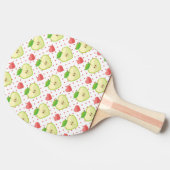 Herzäpfel mit rosa Polka-Punkten und Herz Tischtennis Schläger (Seitenansicht)