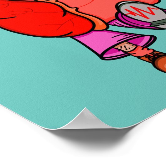 Herzattacken Funny Surreal Cartoon Poster (Ecke)