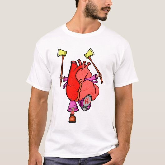 Herzattacken Funny Surreal Cartoon T-Shirt (Vorderseite)
