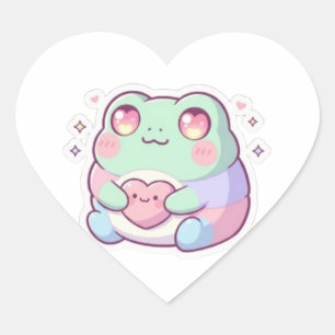 Herzaugen-Frosch-Aufkleber Süßer Minimalistischer  Herz-Aufkleber