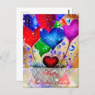Herzballkorb Valentine Postkarte