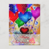 Herzballkorb Valentine Postkarte (Vorderseite)