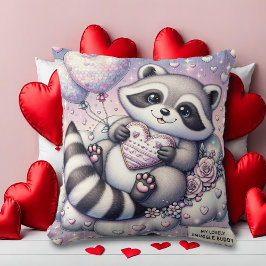 Herzballon Cookie Raccoon Valentines Kissen