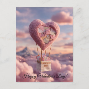 Herzballon mit Liebesbrief-Design-Postkarte Postkarte