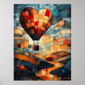 Herzballon über einer ruhigen Landschaft Poster (Vorne)