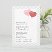 Herzballone Einzigartige engagierte Partei Einladung (Stehend Vorderseite)
